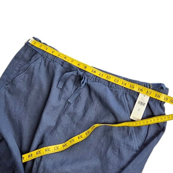 Anthropologie Pilcro Linen Blend Beach Cargo Pants, Blue, Wide Leg, Tie Waist,XL - Picture 6 of 12